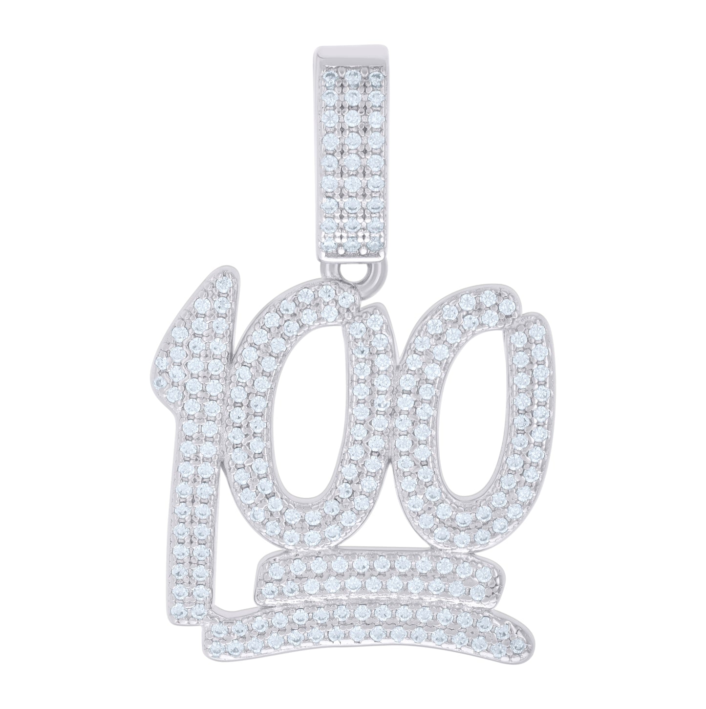 Sterling Silver Unisex Cubic-Zirconia 100 Numbers Initial Charm Pendant