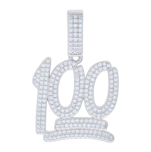 Sterling Silver Unisex Cubic-Zirconia 100 Numbers Initial Charm Pendant