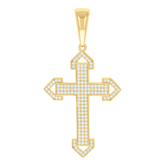 Sterling Silver Men Cubic-Zirconia Cross Religious Charm Pendant