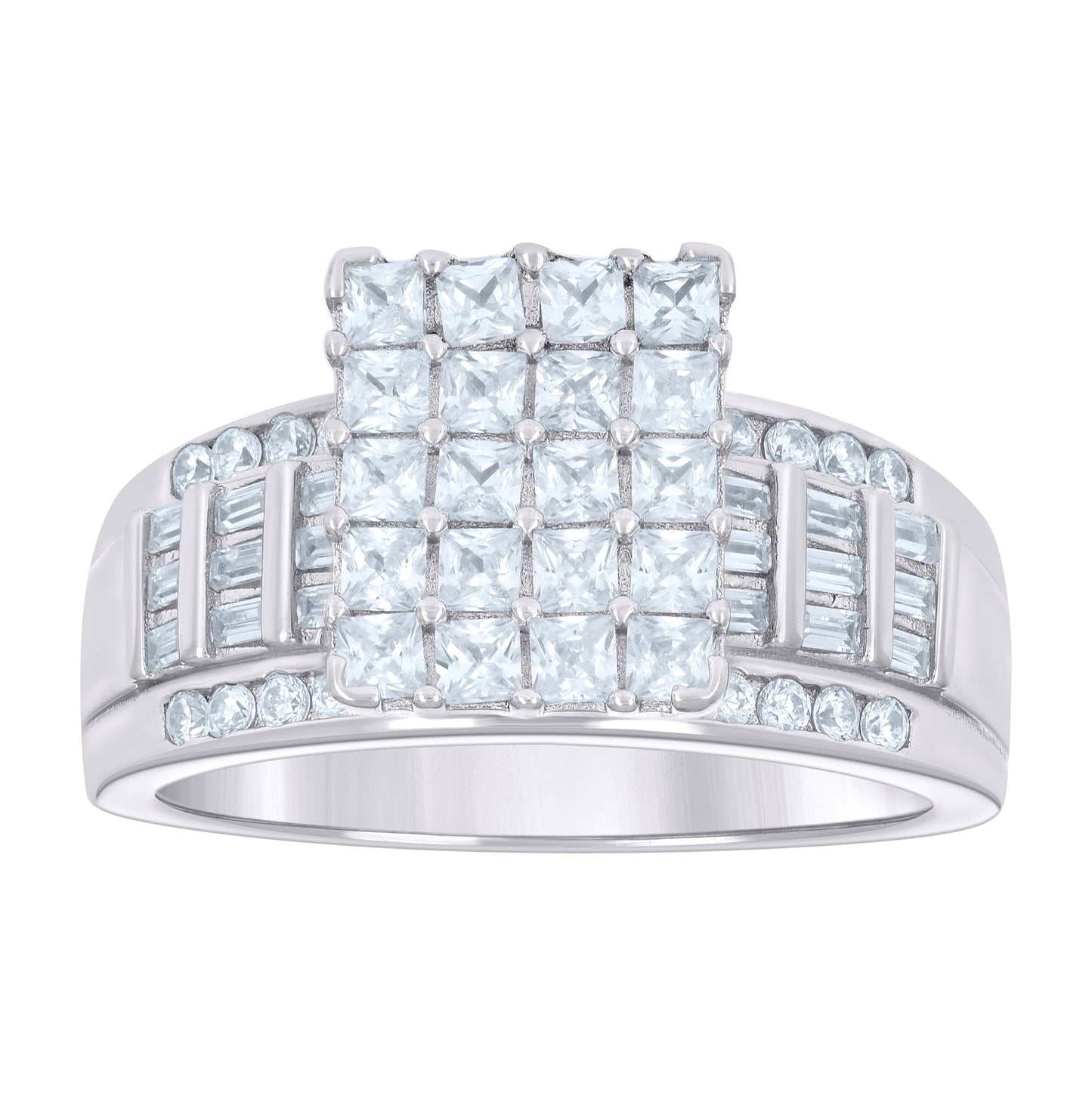 Sterling Silver Womens Cubic Zirconia Cinderella Bridal Anniversary Wedding Engagement Band Ring