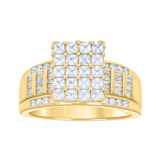 Sterling Silver Yellow-Tone Womens Cubic Zirconia Cinderella Bridal Anniversary Wedding Engagement Band Ring