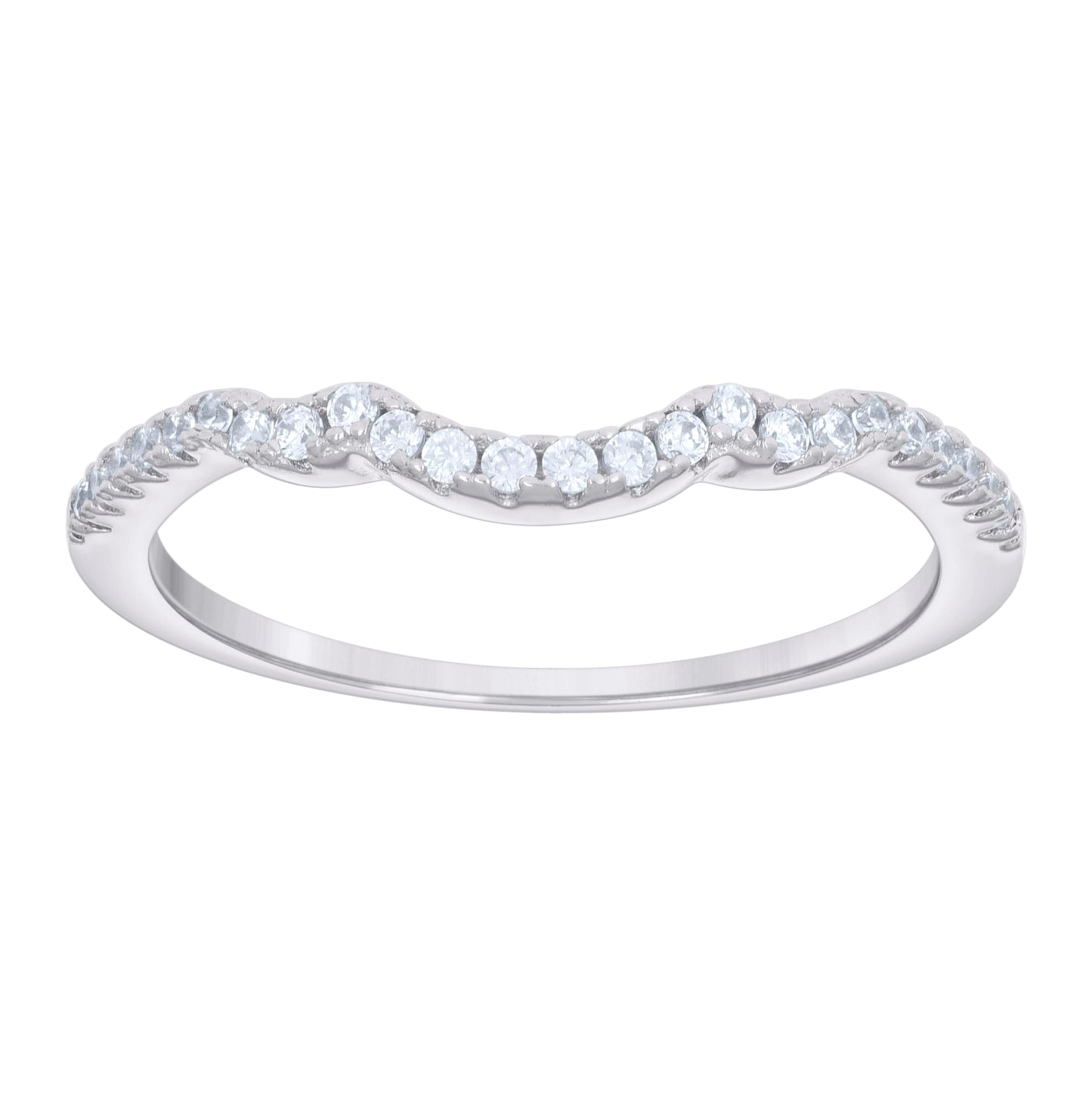 Sterling Silver Womens Cubic-Zirconia Round Head Fashion Duo Bridal Anniversary Wedding Engagement Band Ring Set
