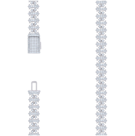Sterling Silver Moissanite Cross Link Bracelet 10mm