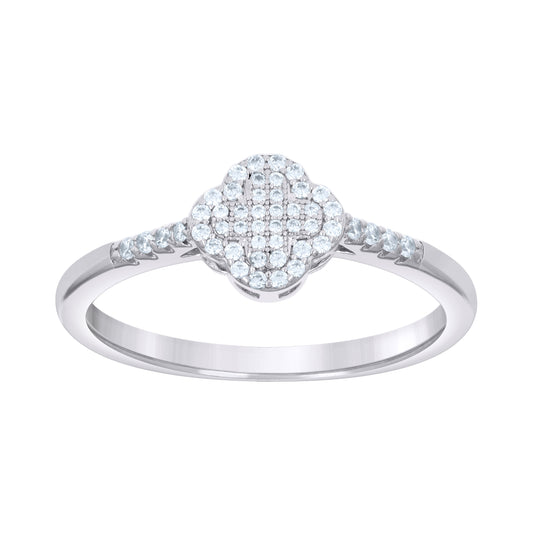 Sterling Silver Women's Cubic-Zirconia Clover Good Luck Bridal Anniversary Wedding Engagement Band Ring
