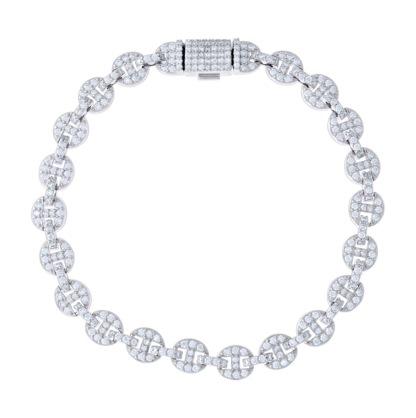 Sterling Silver 3.32 Cttw Moissanite Round Link Bracelet 7mm Size 8 Inches