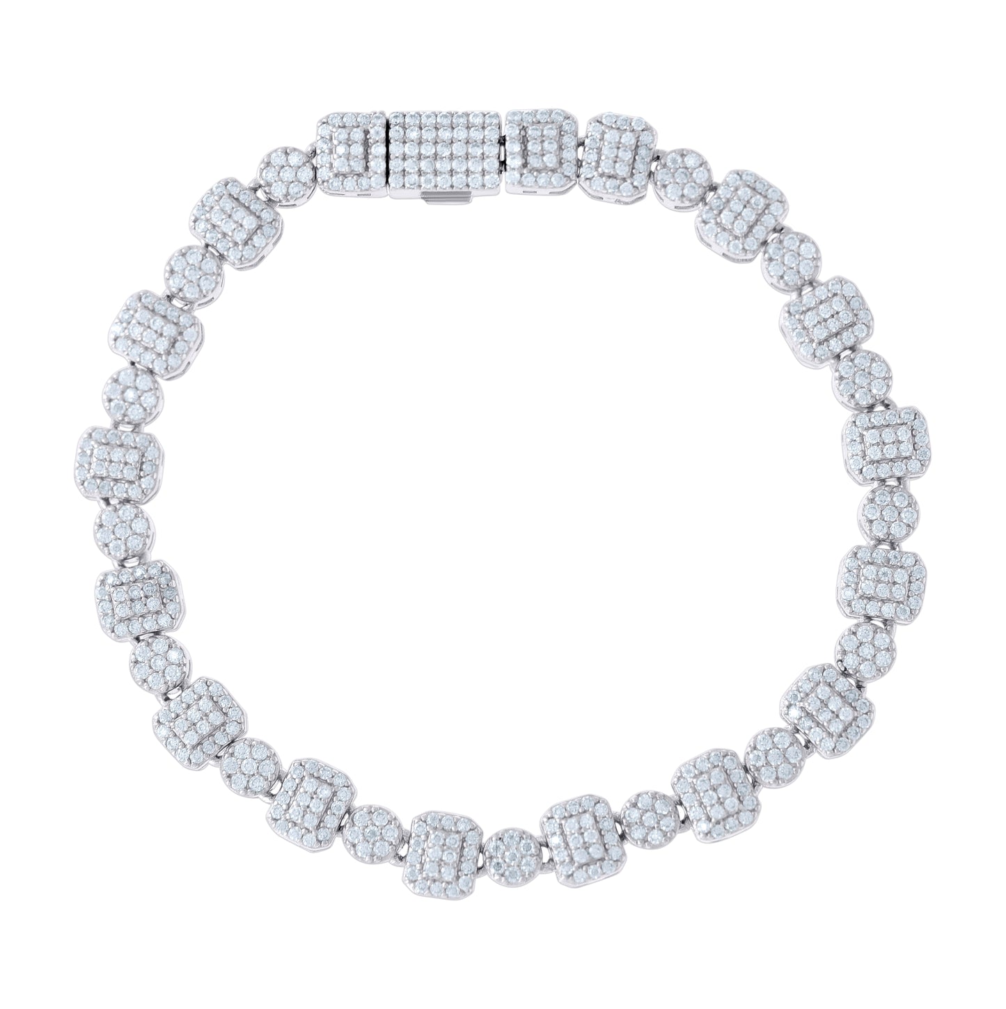 Sterling Silver 2.89 Cttw Moissanite Fashion Link Bracelet 6mm Size 7 Inches