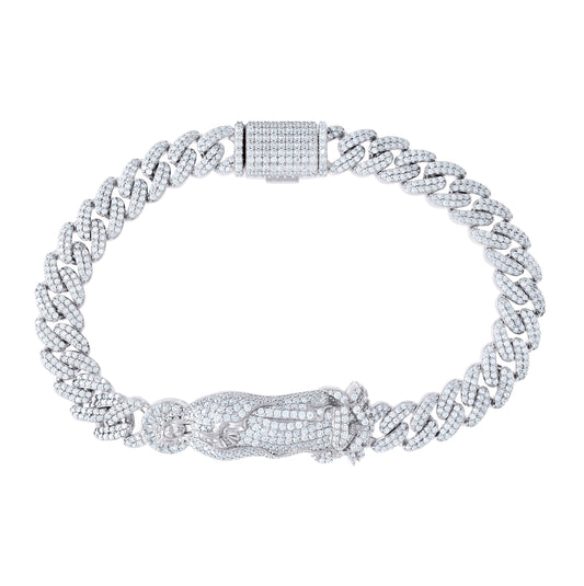 Sterling Silver 6.29 Cttw Round, 0.29 Cttw Baguette Moissanite Guadalupe Bracelet Size 8.5 Inches