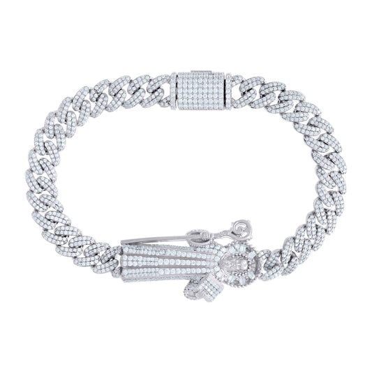 Sterling Silver 5.85 Cttw Round, 0.45 Cttw Baguette Moissanite St. Augustine Bracelet Size 8.5 Inches