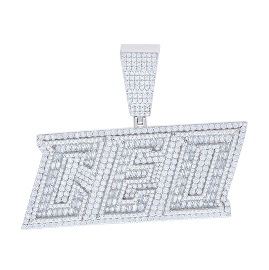 Sterling Silver Mens 4.81 Cttw Round 3.34 Cttw Baguette Moissanite CEO Fashion Pendant