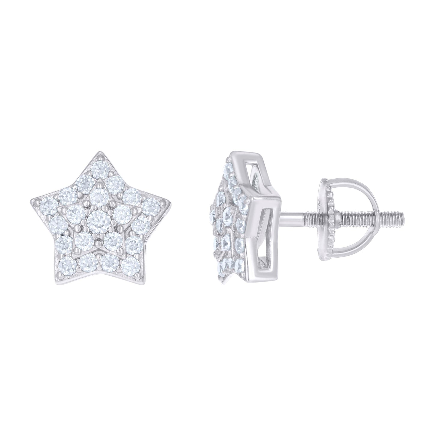 Sterling Silver Womens 0.55 Cttw Moissanite Star Fashion Stud Earrings