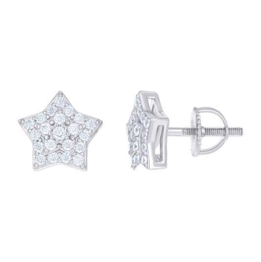 Sterling Silver Womens 0.55 Cttw Moissanite Star Fashion Stud Earrings
