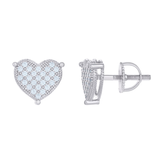 Sterling Silver Womens Moissanite Heart Stud Earrings
