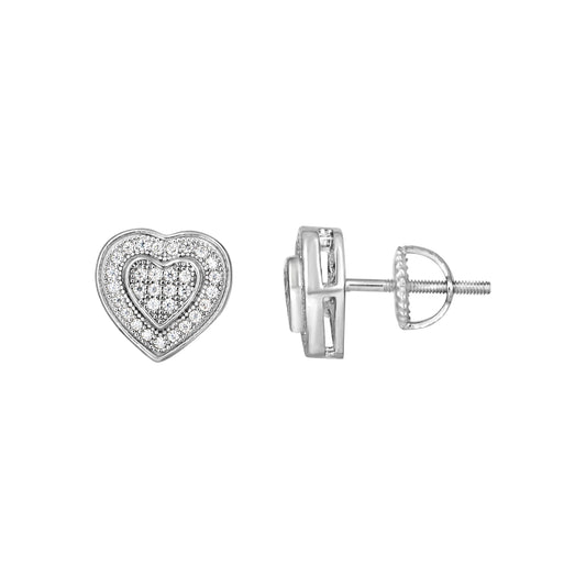Sterling Silver Womens Moissanite Heart Stud Earrings
