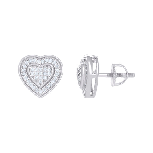 Sterling Silver Womens 0.32 Cttw Moissanite Heart Stud Earrings