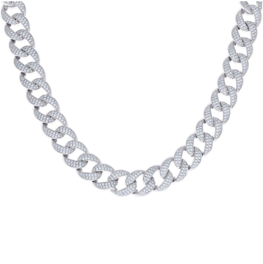 Sterling Silver Moissanite Miami Cuban Chain 14mm