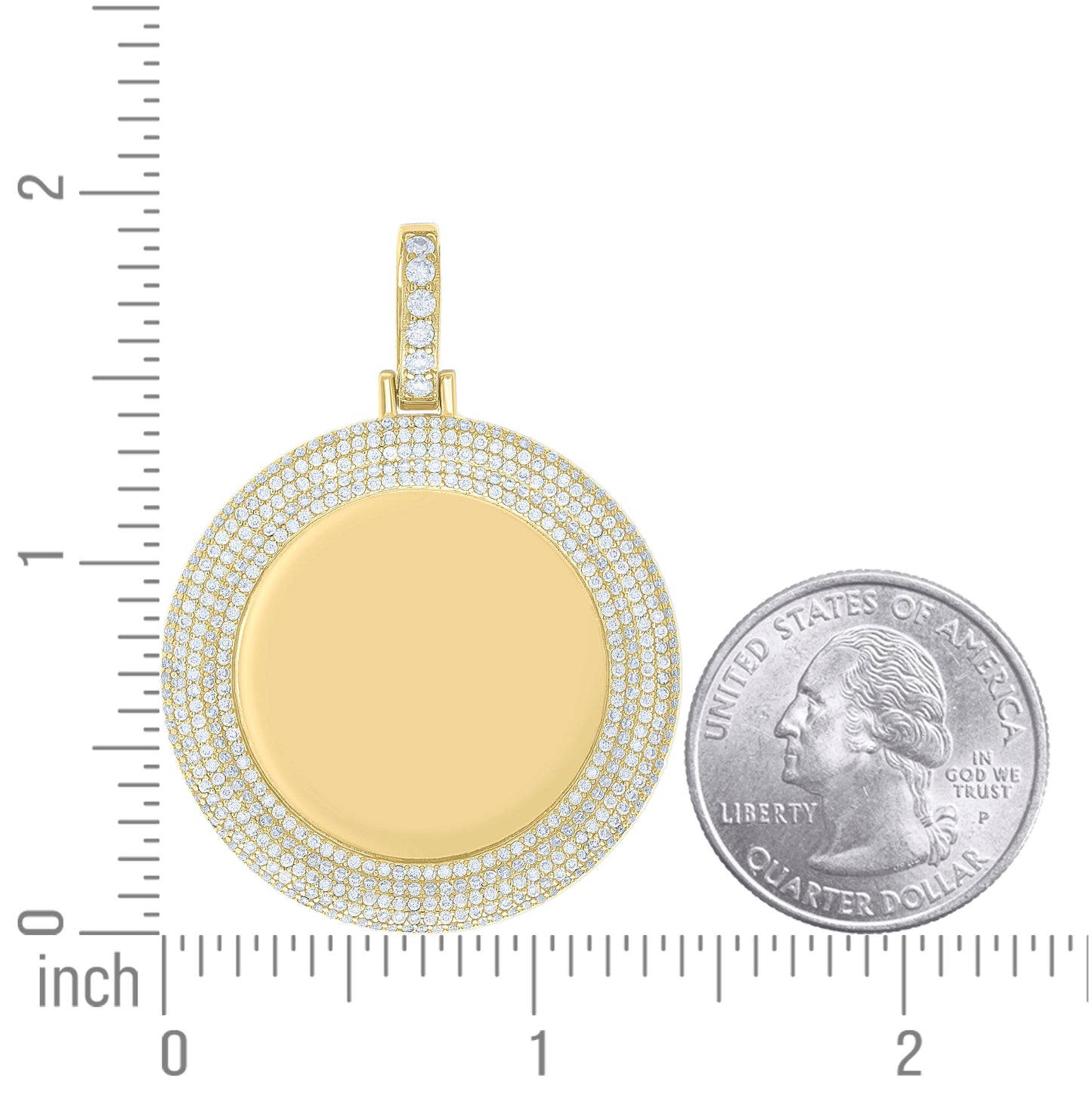 Sterling Silver Unisex Cubic-Zirconia Memory Circle Photo Frame Charm Pendant