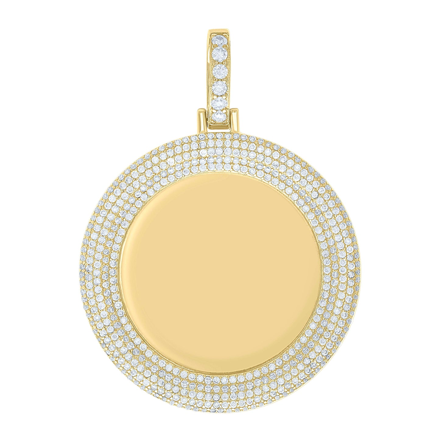 Sterling Silver Unisex Cubic-Zirconia Memory Circle Photo Frame Charm Pendant