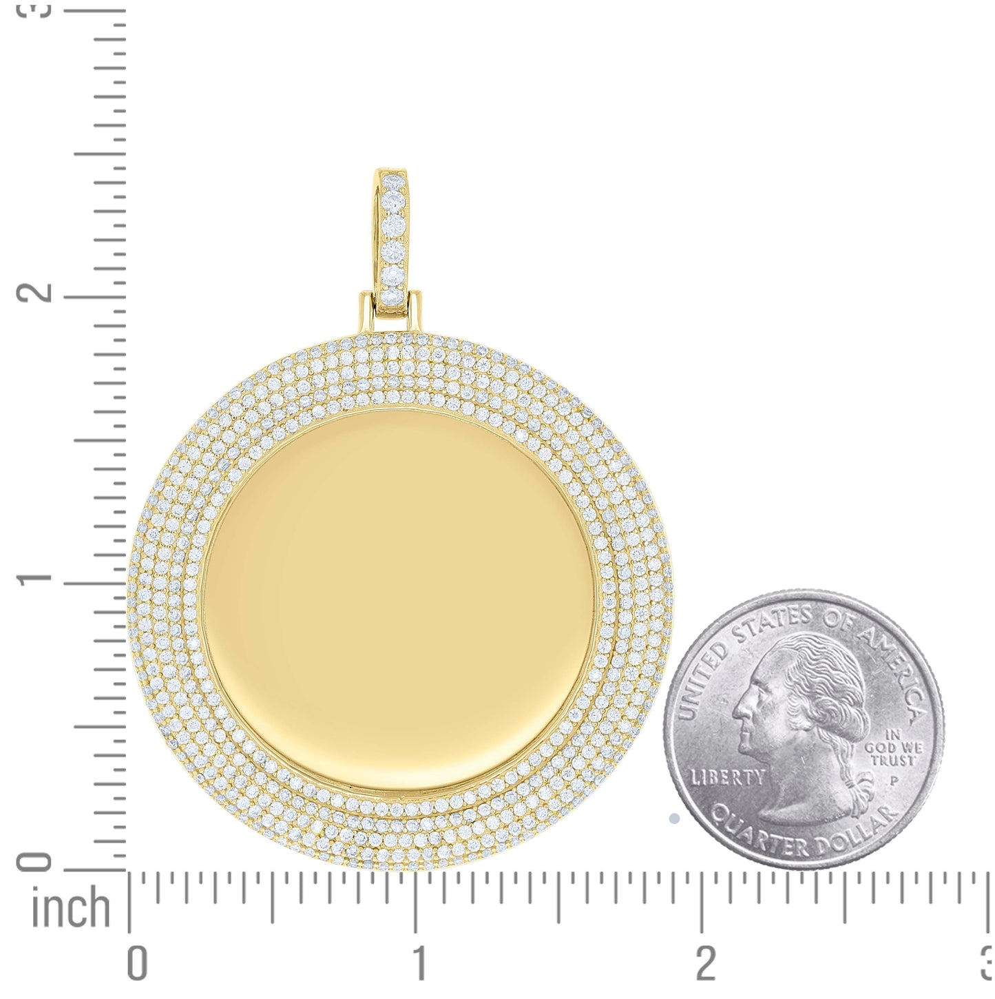 Sterling Silver Unisex Cubic-Zirconia Memory Circle Photo Frame Charm Pendant