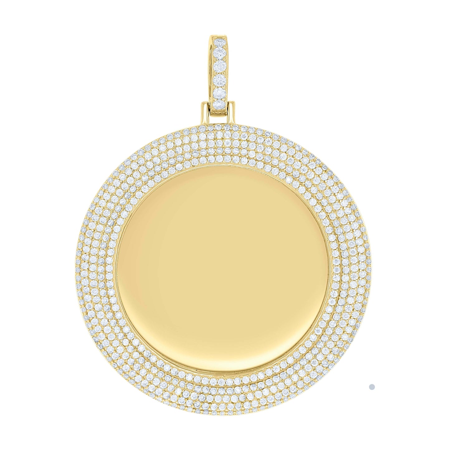 Sterling Silver Unisex Cubic-Zirconia Memory Circle Photo Frame Charm Pendant