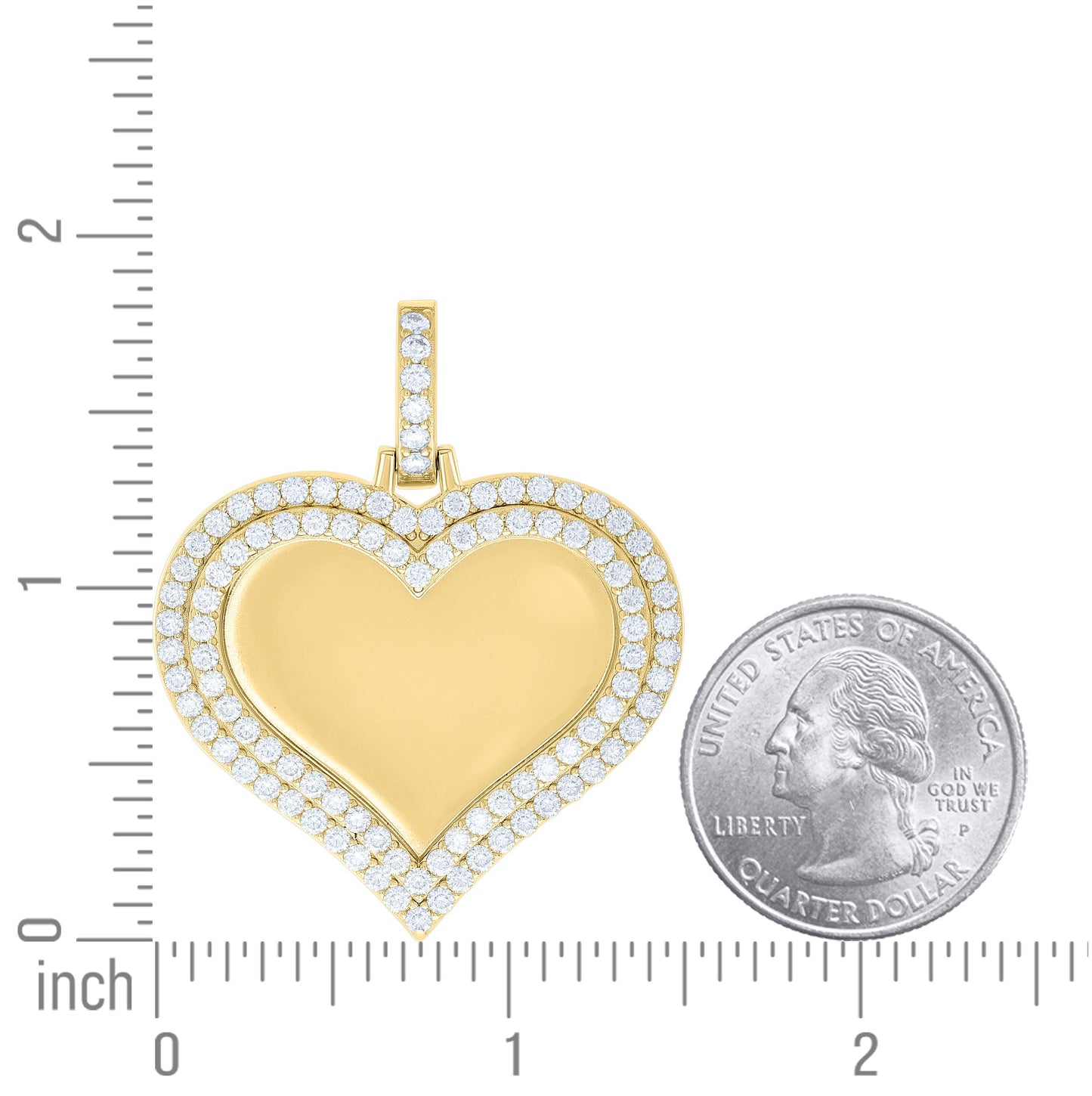 Sterling Silver Women Cubic-Zirconia Heart Photo Frame Charm Pendant
