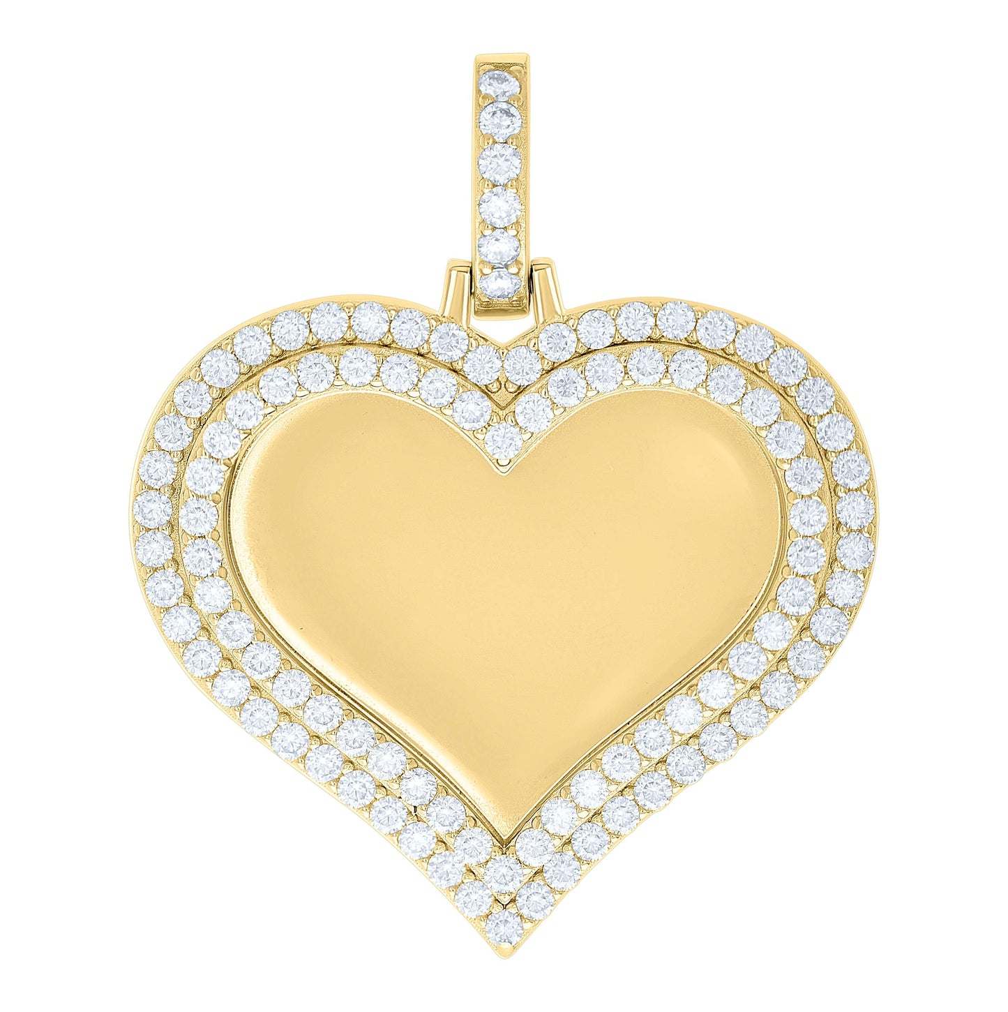 Sterling Silver Women Cubic-Zirconia Heart Photo Frame Charm Pendant