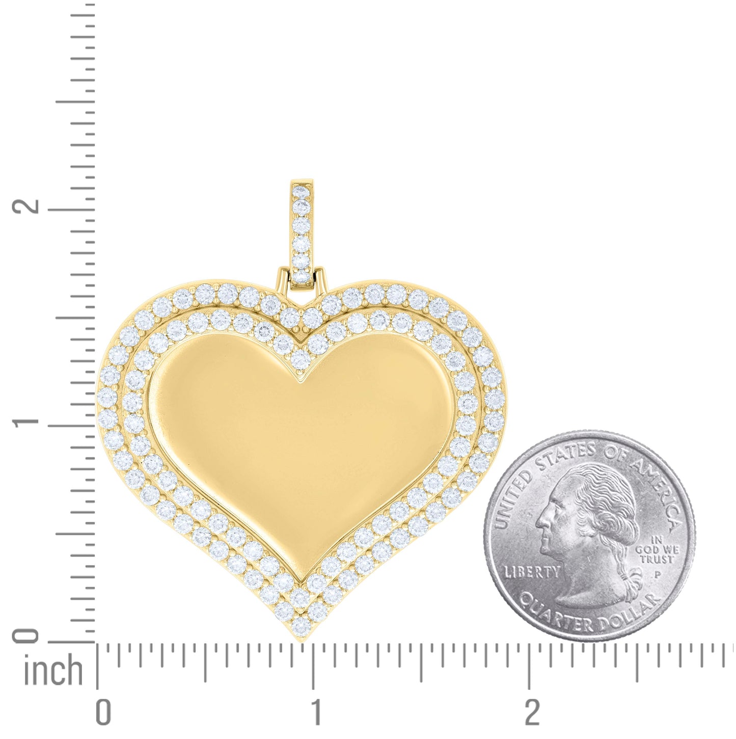Sterling Silver Women Cubic-Zirconia Heart Photo Frame Charm Pendant