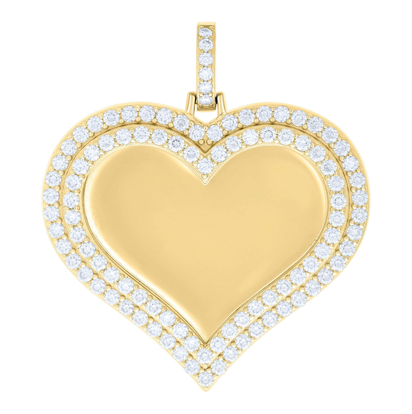 Sterling Silver Women Cubic-Zirconia Heart Photo Frame Charm Pendant
