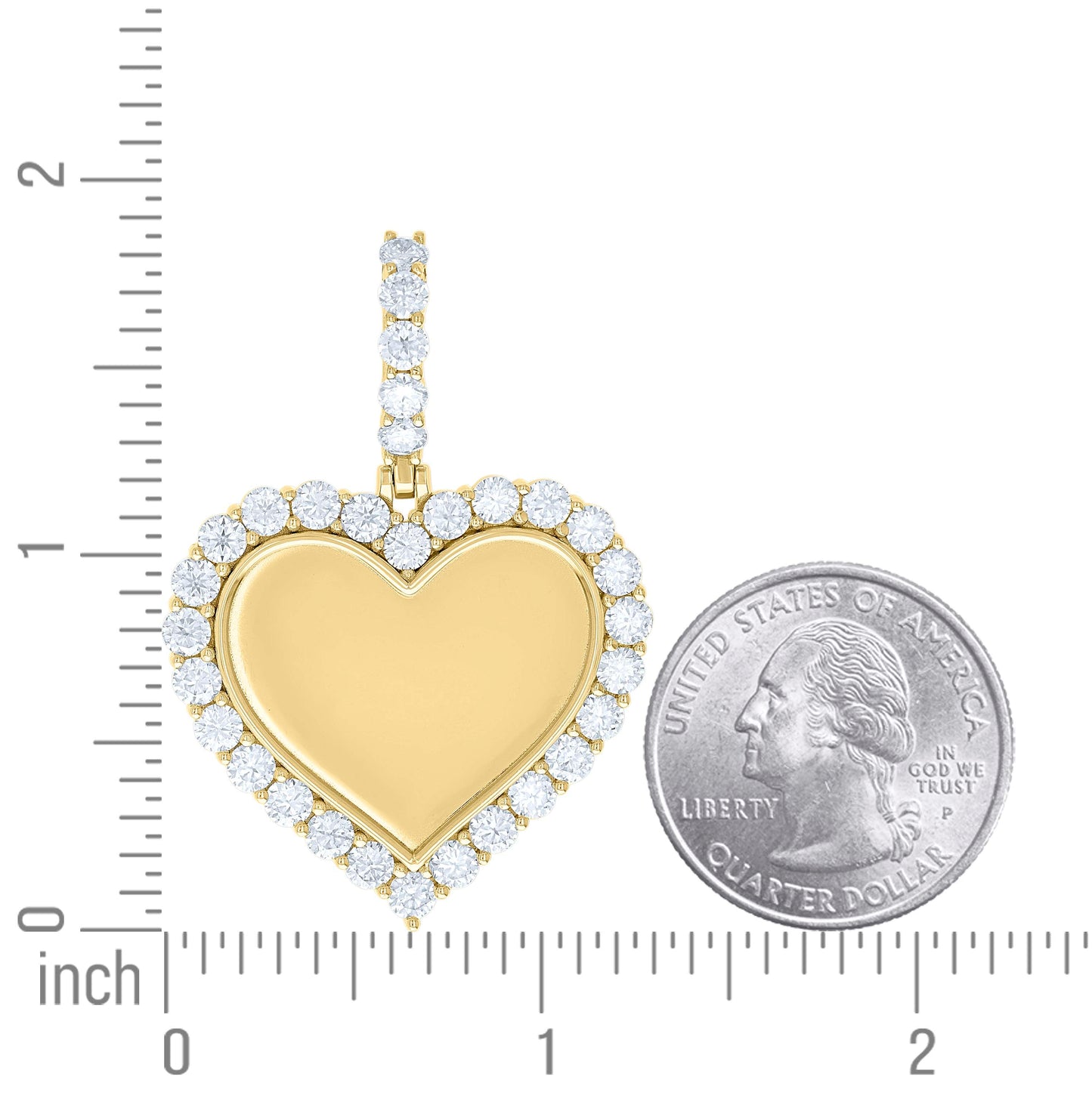 Sterling Silver Women Cubic-Zirconia Heart Photo Frame Charm Pendant