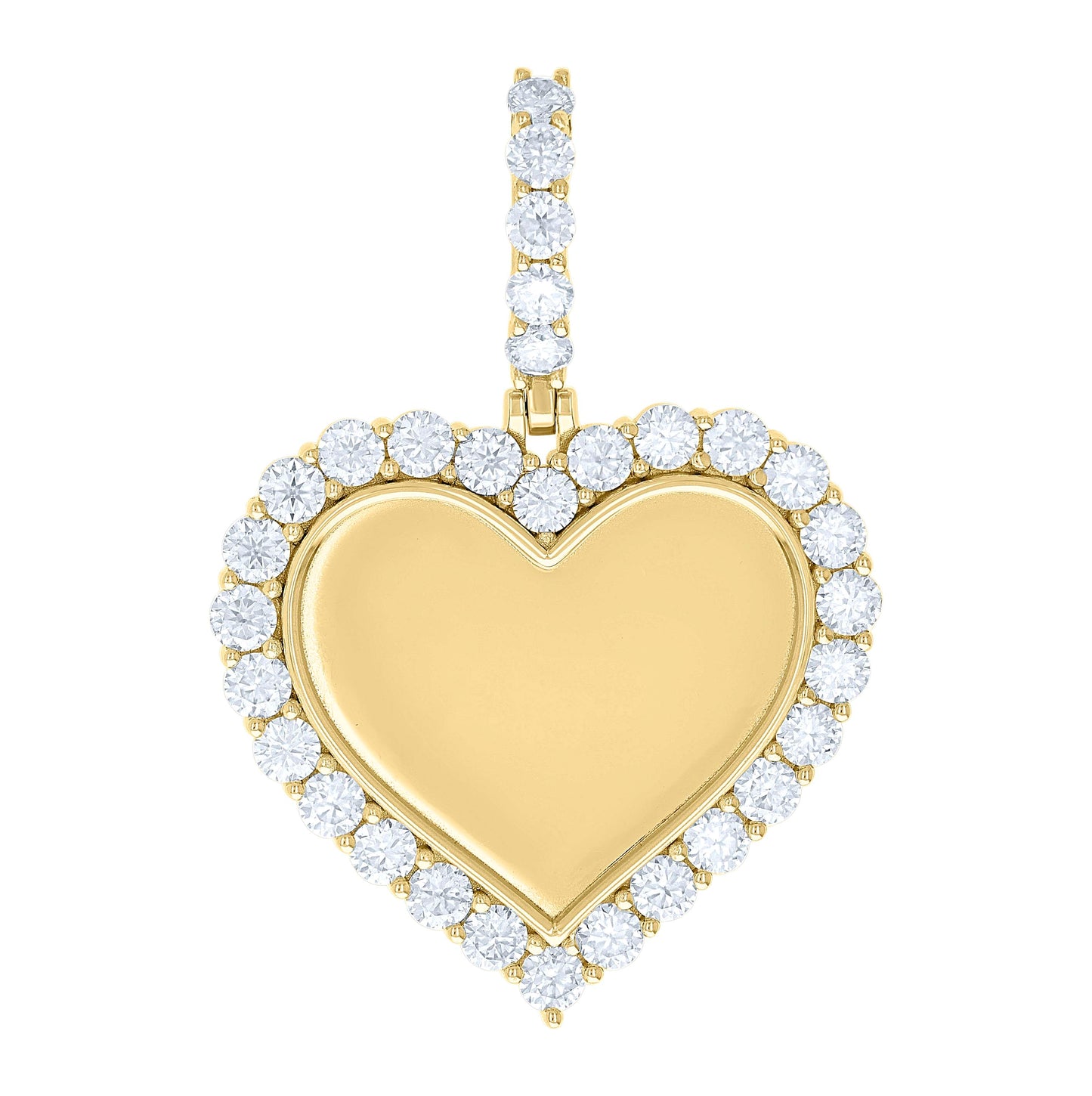 Sterling Silver Women Cubic-Zirconia Heart Photo Frame Charm Pendant