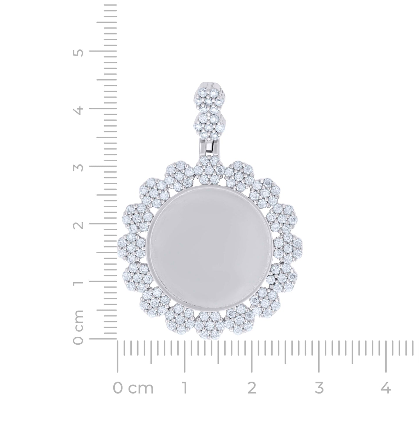 Sterling Silver Unisex Cubic-Zirconia Memory Circle Photo Frame Charm Pendant