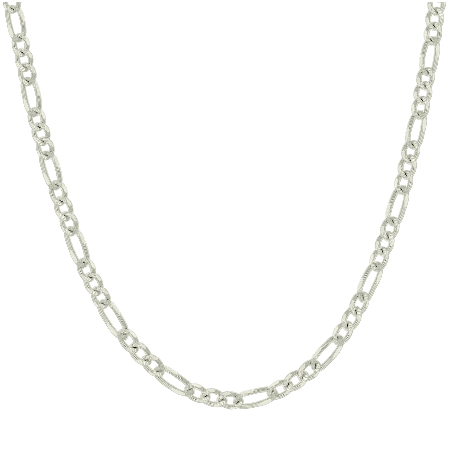 Sterling Silver Solid Pave Classic Figaro Silver Plated