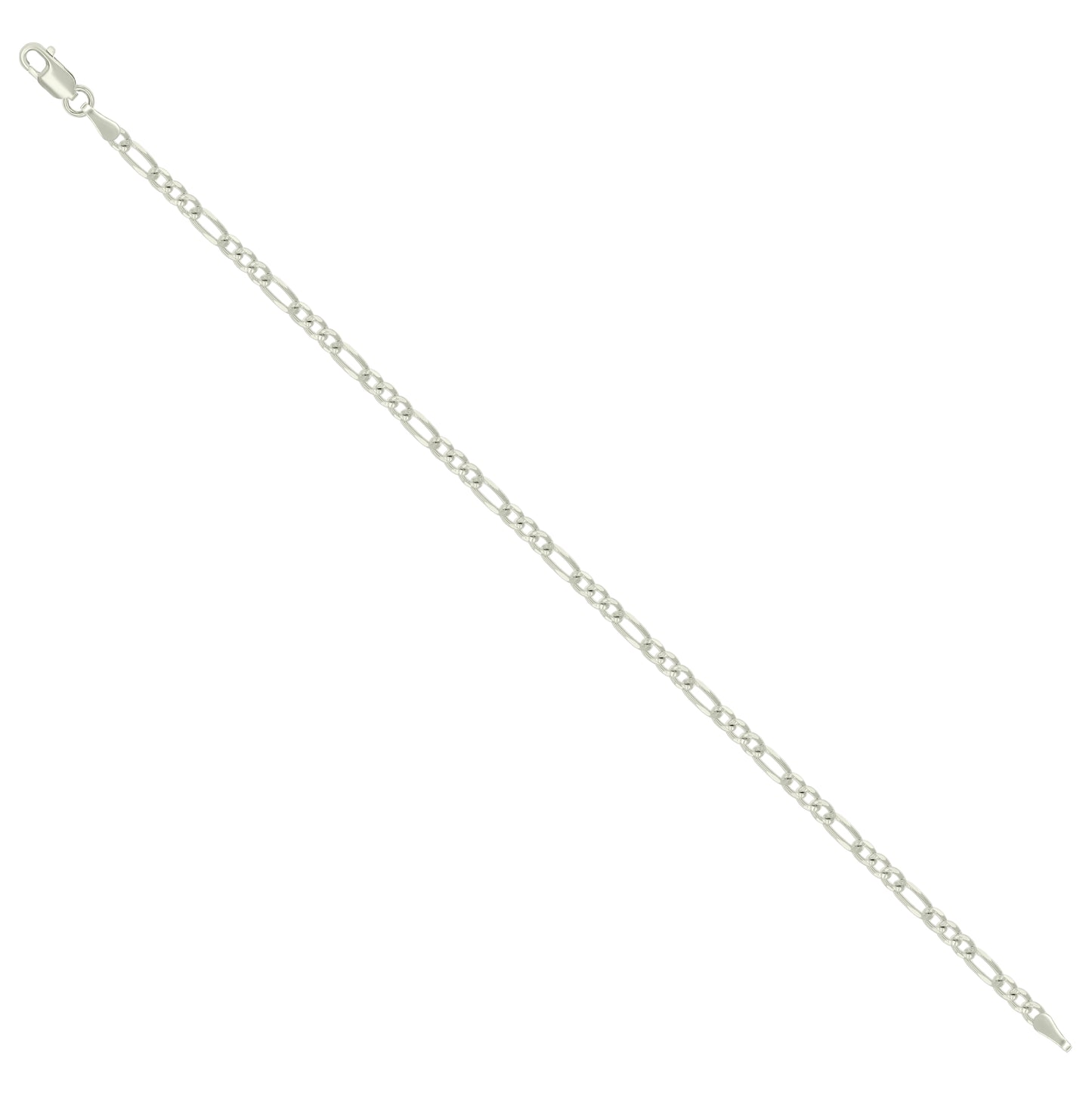 Sterling Silver Solid Pave Classic Figaro Silver Plated