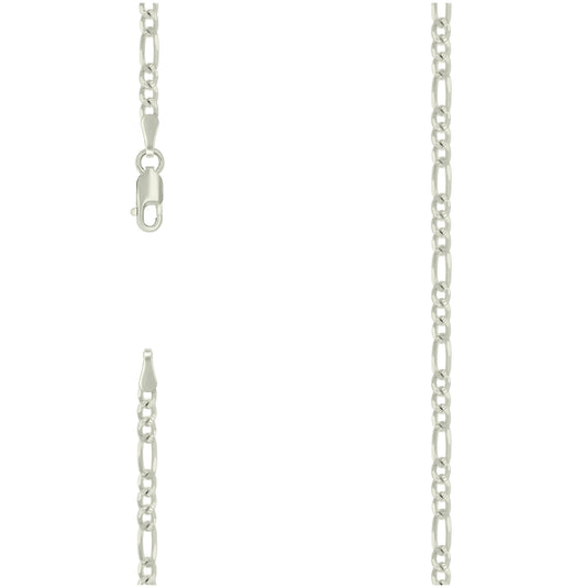 Sterling Silver Solid Pave Classic Figaro Silver Plated