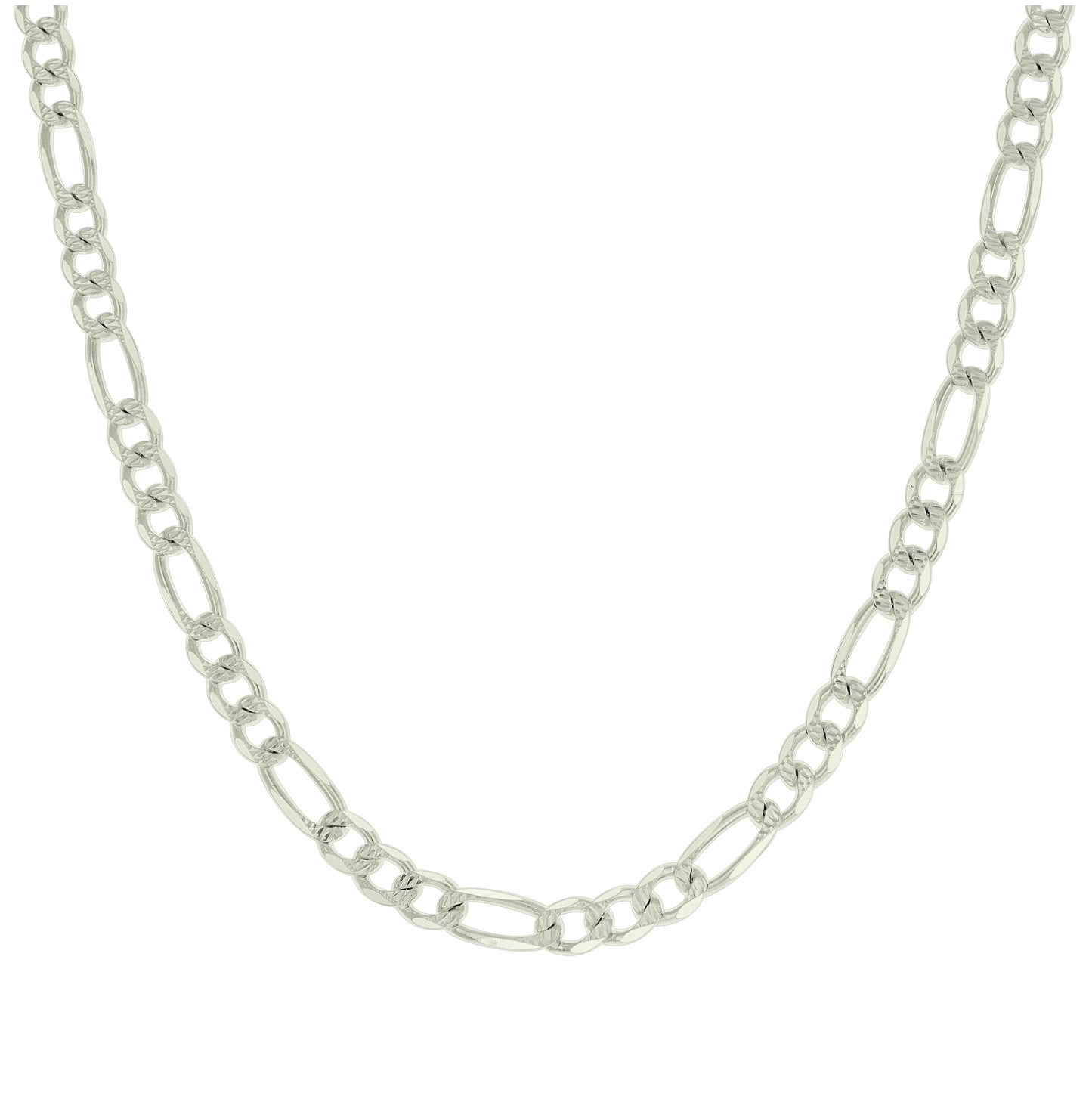 Sterling Silver Solid Pave Classic Figaro Silver Plated