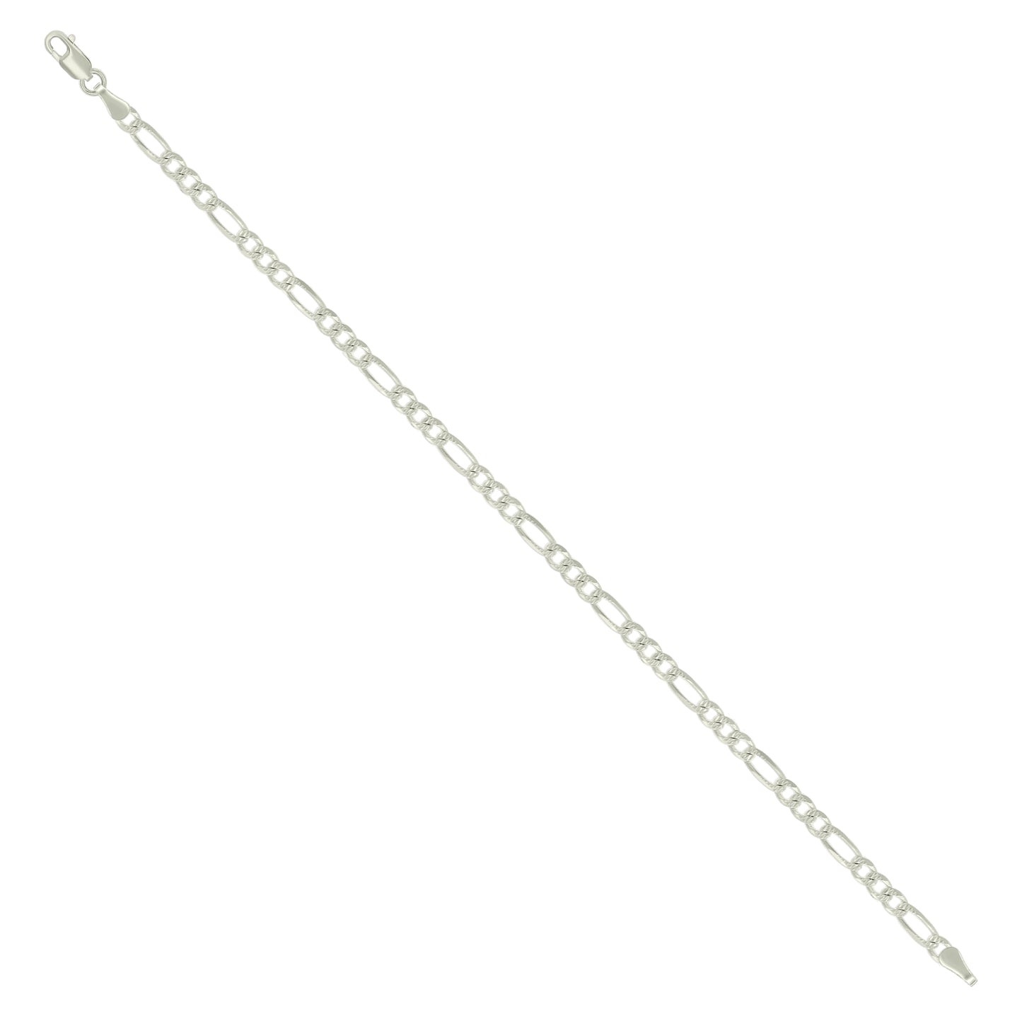 Sterling Silver Solid Pave Classic Figaro Silver Plated