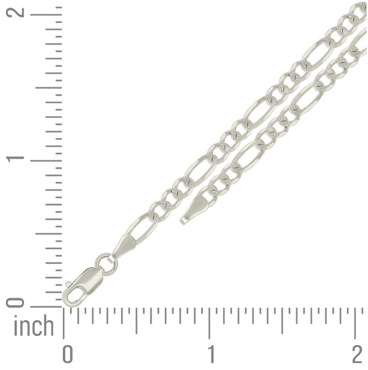 Sterling Silver Solid Pave Classic Figaro Silver Plated