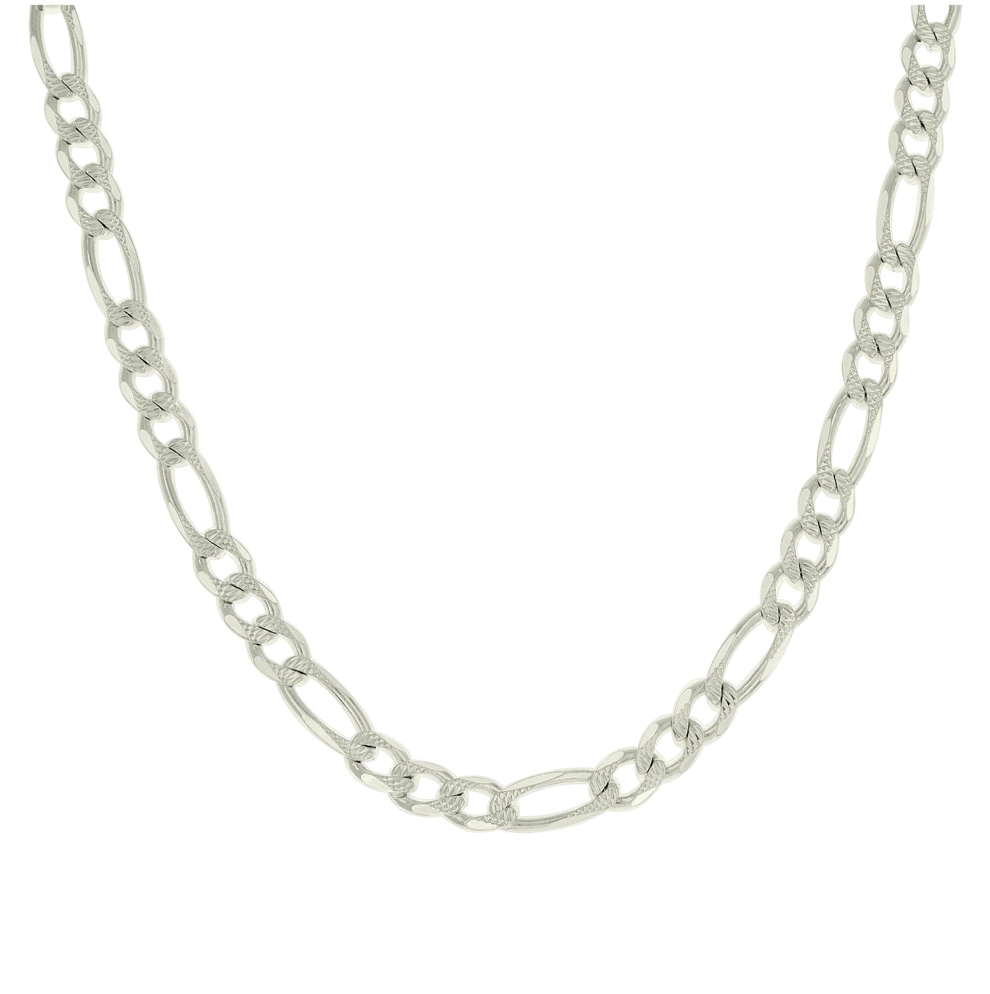 Sterling Silver Solid Pave Classic Figaro Silver Plated