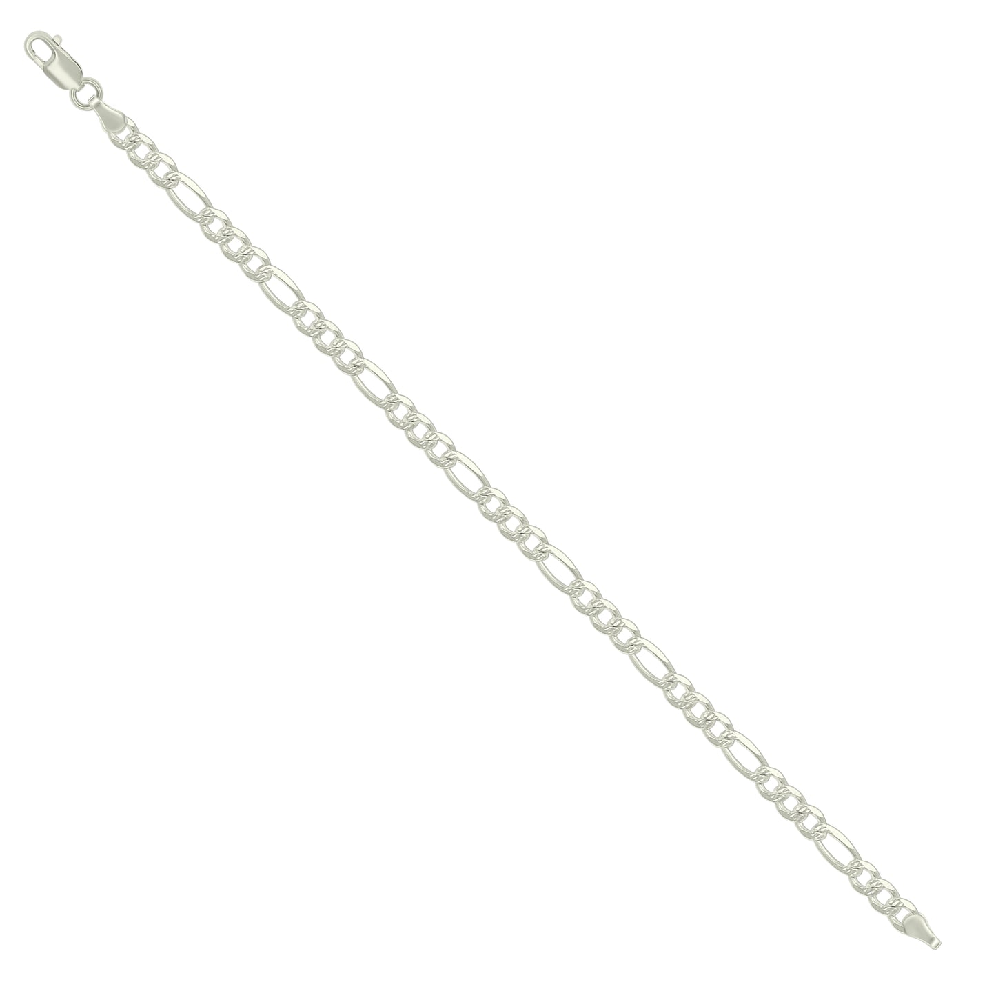 Sterling Silver Solid Pave Classic Figaro Silver Plated