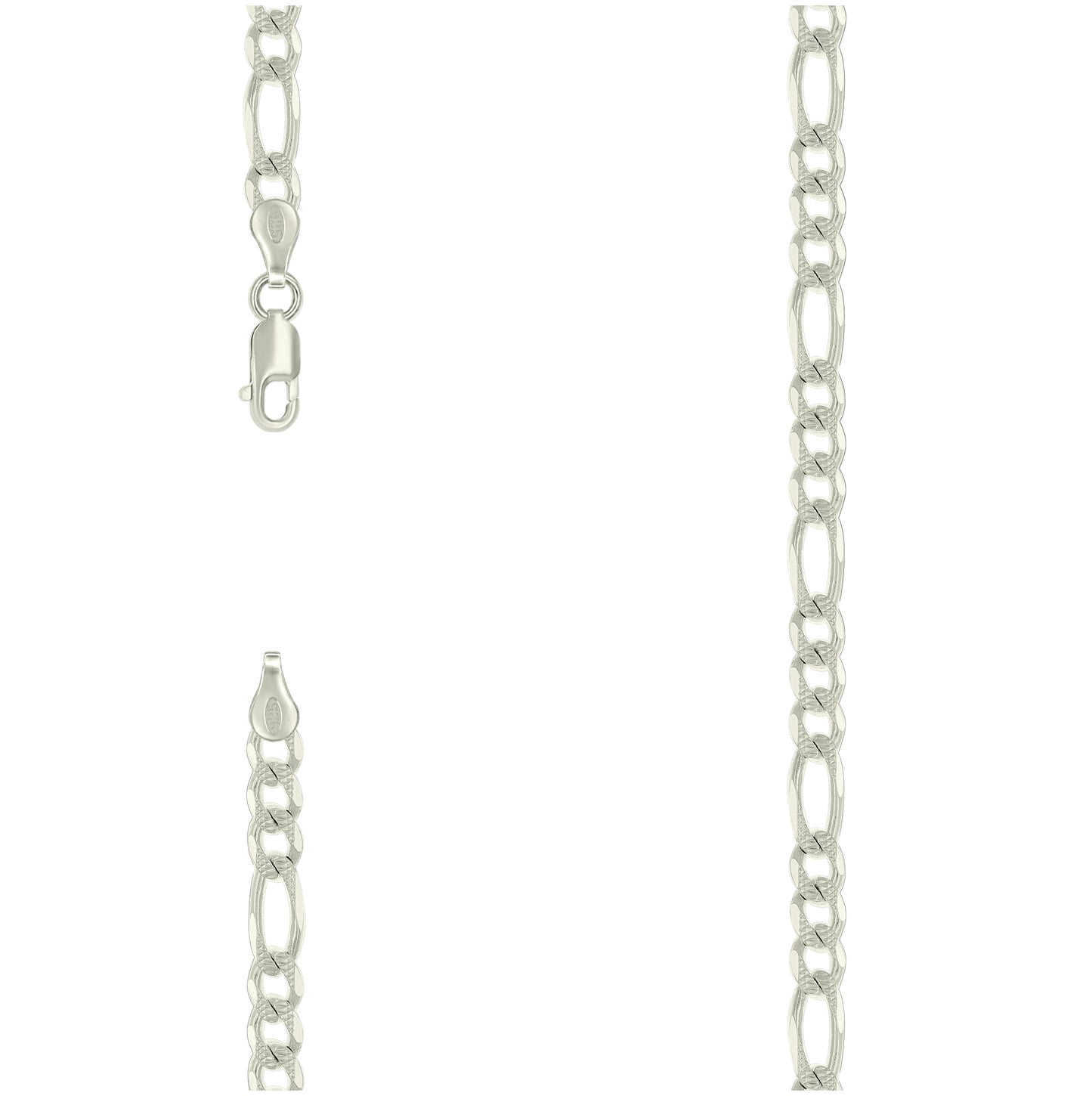 Sterling Silver Solid Pave Classic Figaro Silver Plated