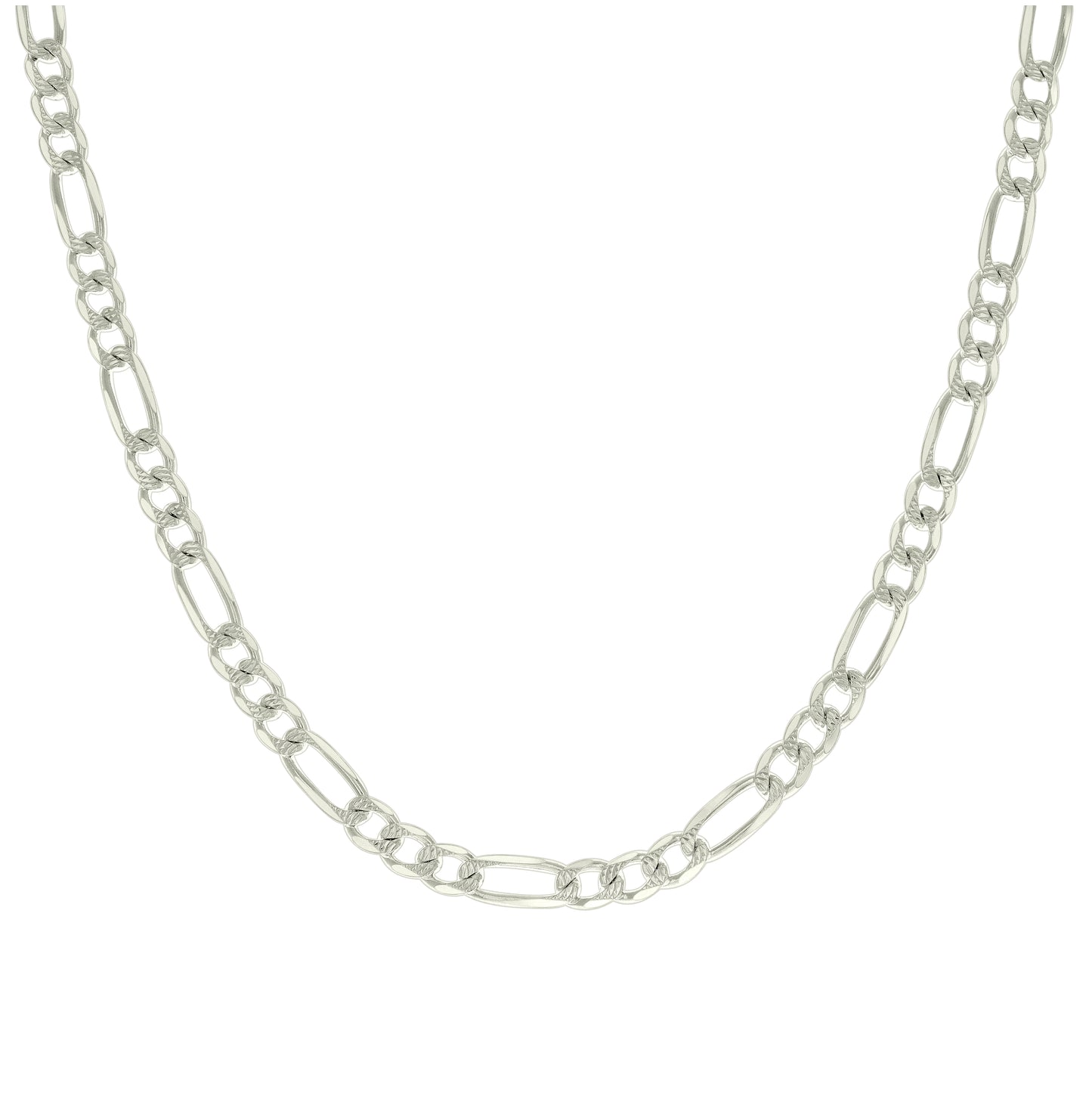 Sterling Silver Solid Pave Classic Figaro Silver Plated