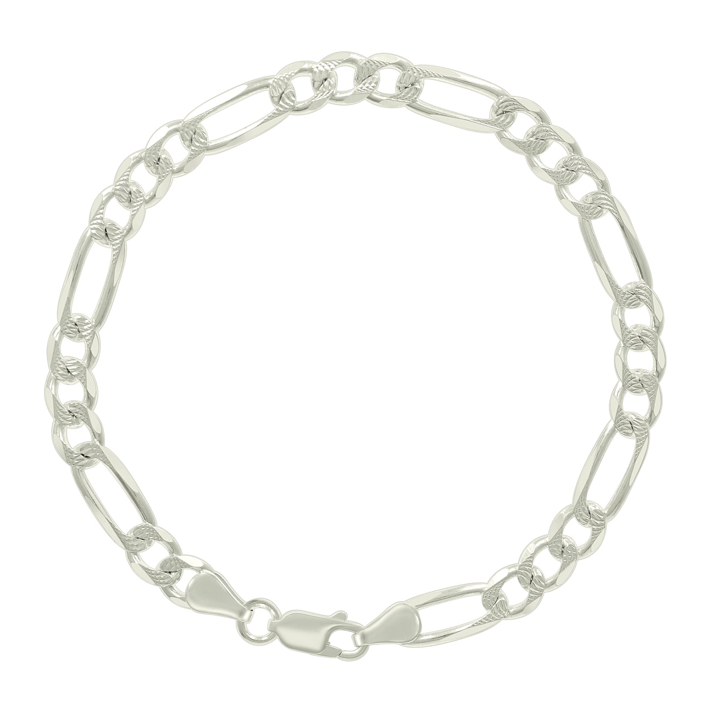 Sterling Silver Solid Pave Classic Figaro Silver Plated