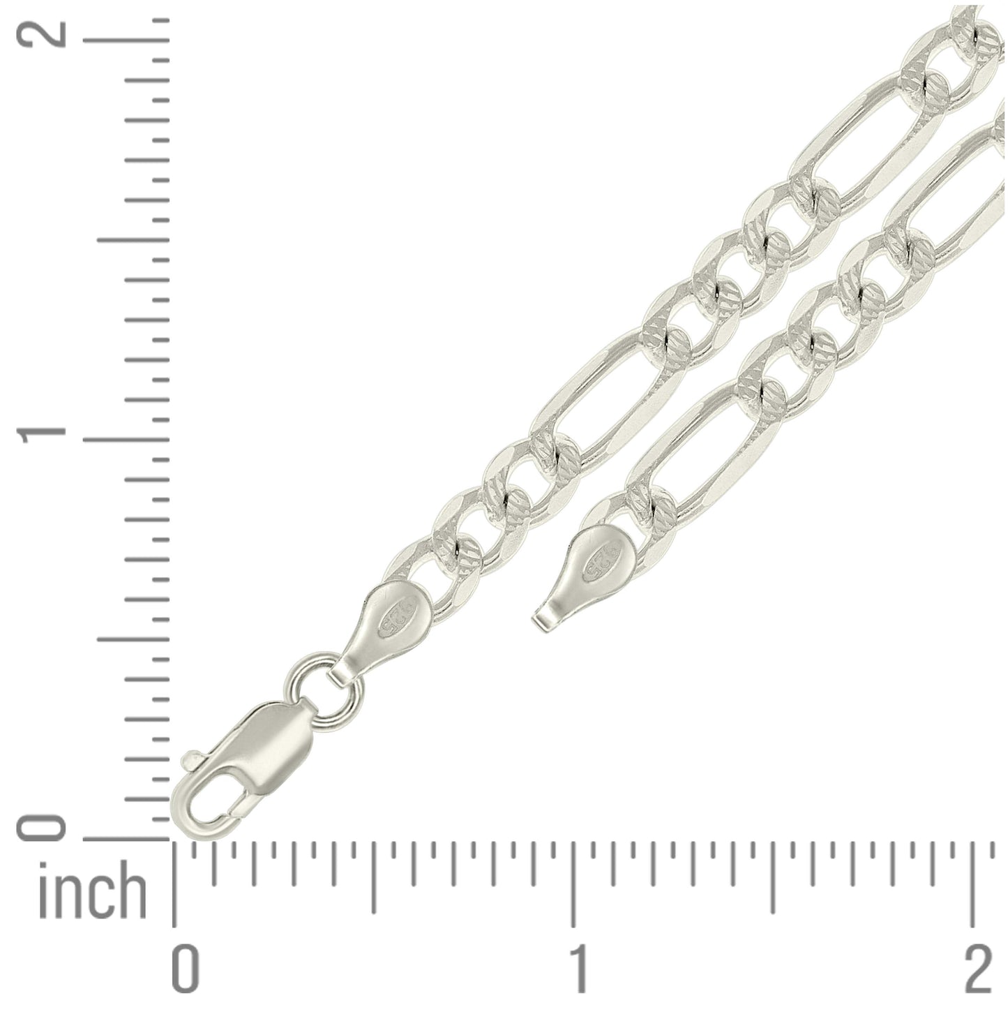 Sterling Silver Solid Pave Classic Figaro Silver Plated