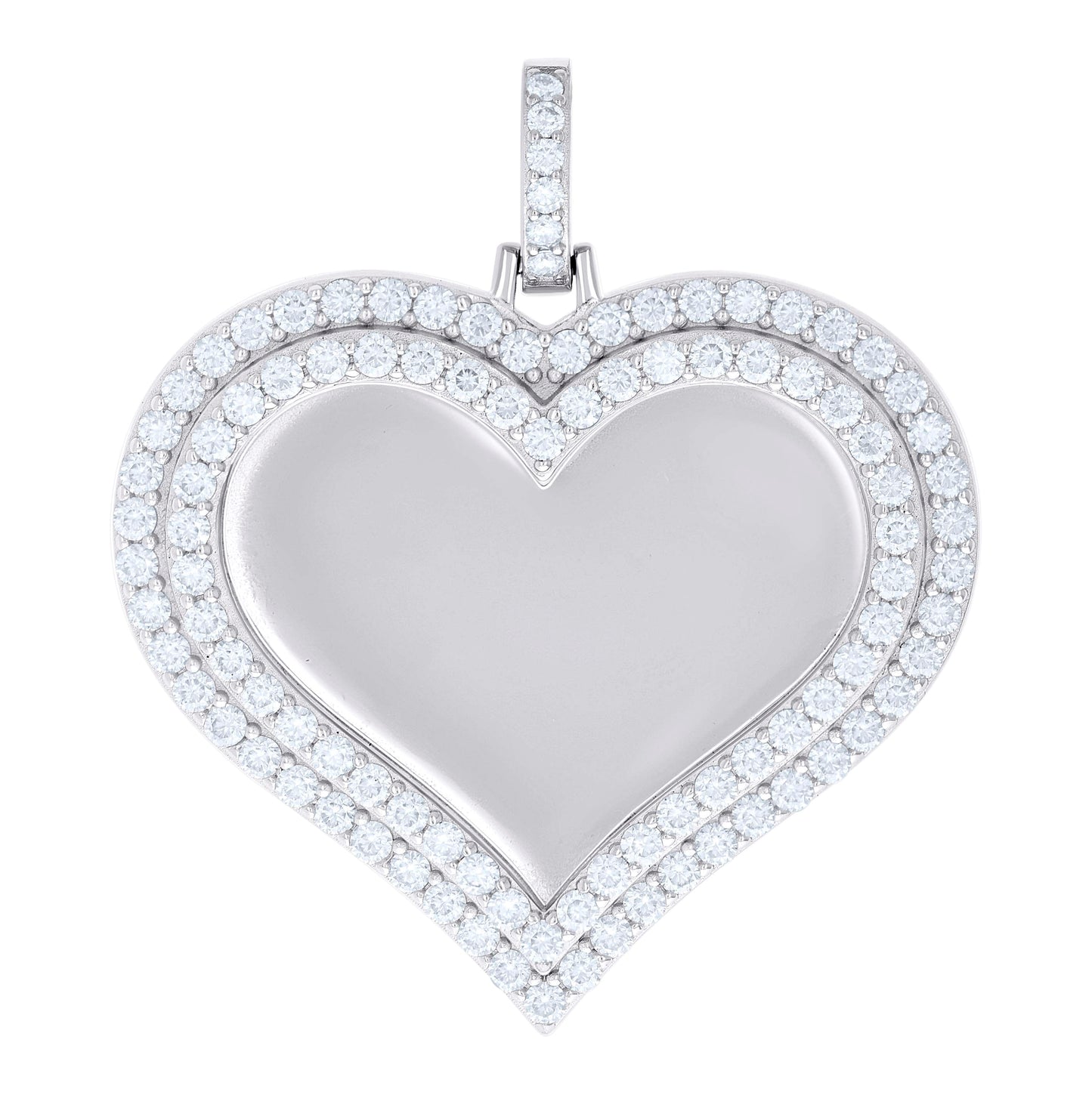 Sterling Silver Womens Round Moissanite Heart Memory Picture Frame Charm Pendant
