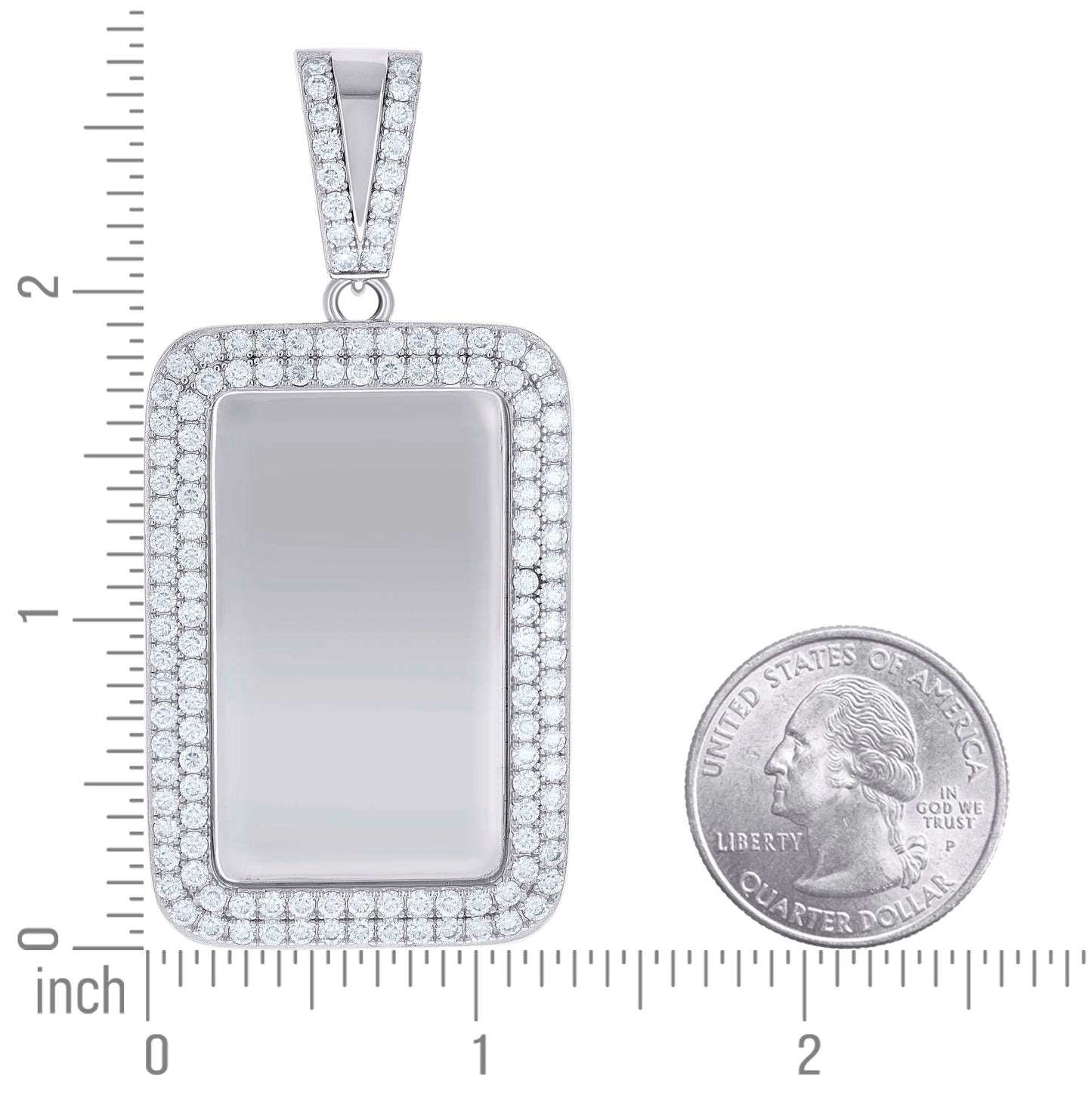 Sterling Silver Unisex Round Moissanite Dog Tag Fashion Charm Pendant