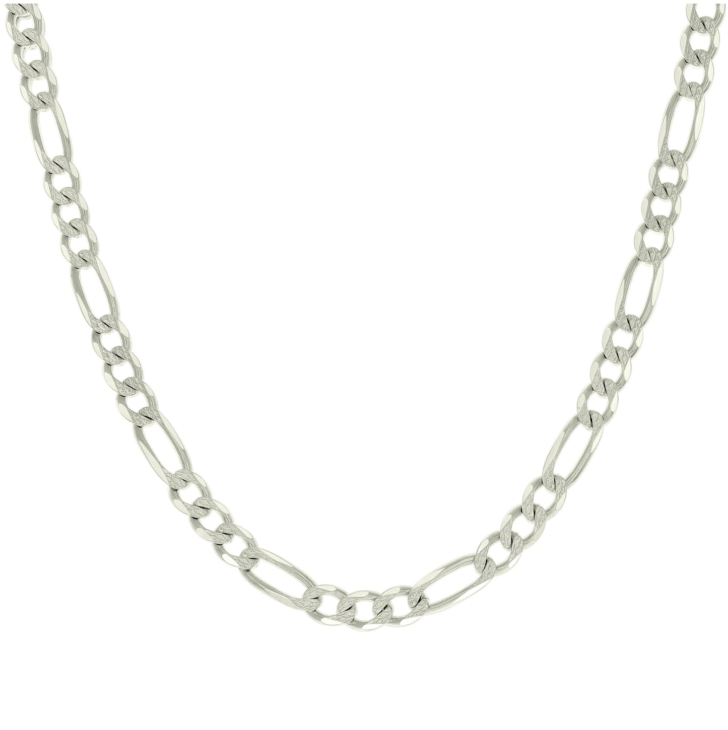 Sterling Silver Solid Pave Classic Figaro Silver Plated