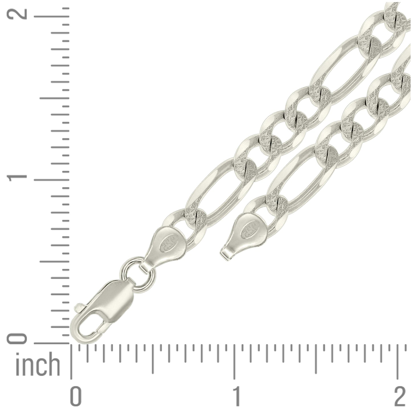 Sterling Silver Solid Pave Classic Figaro Silver Plated