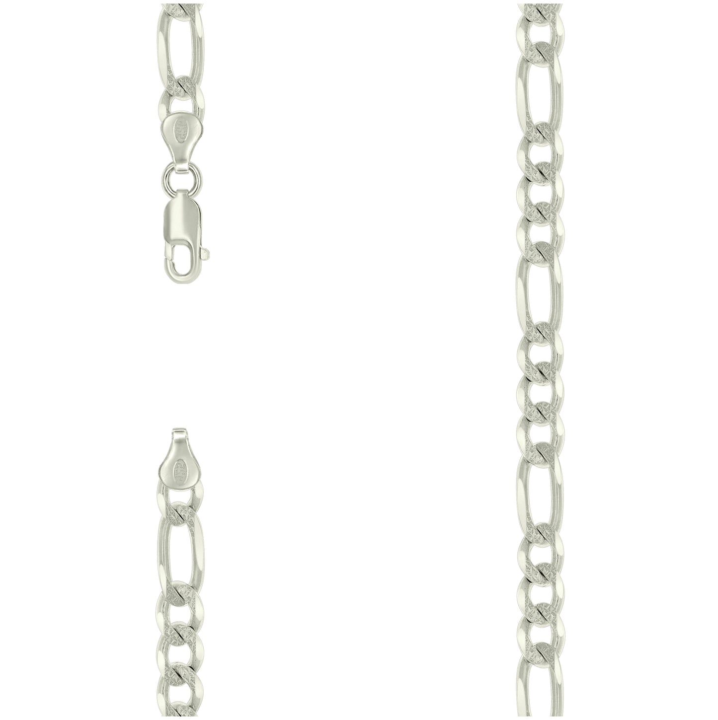 Sterling Silver Solid Pave Classic Figaro Silver Plated