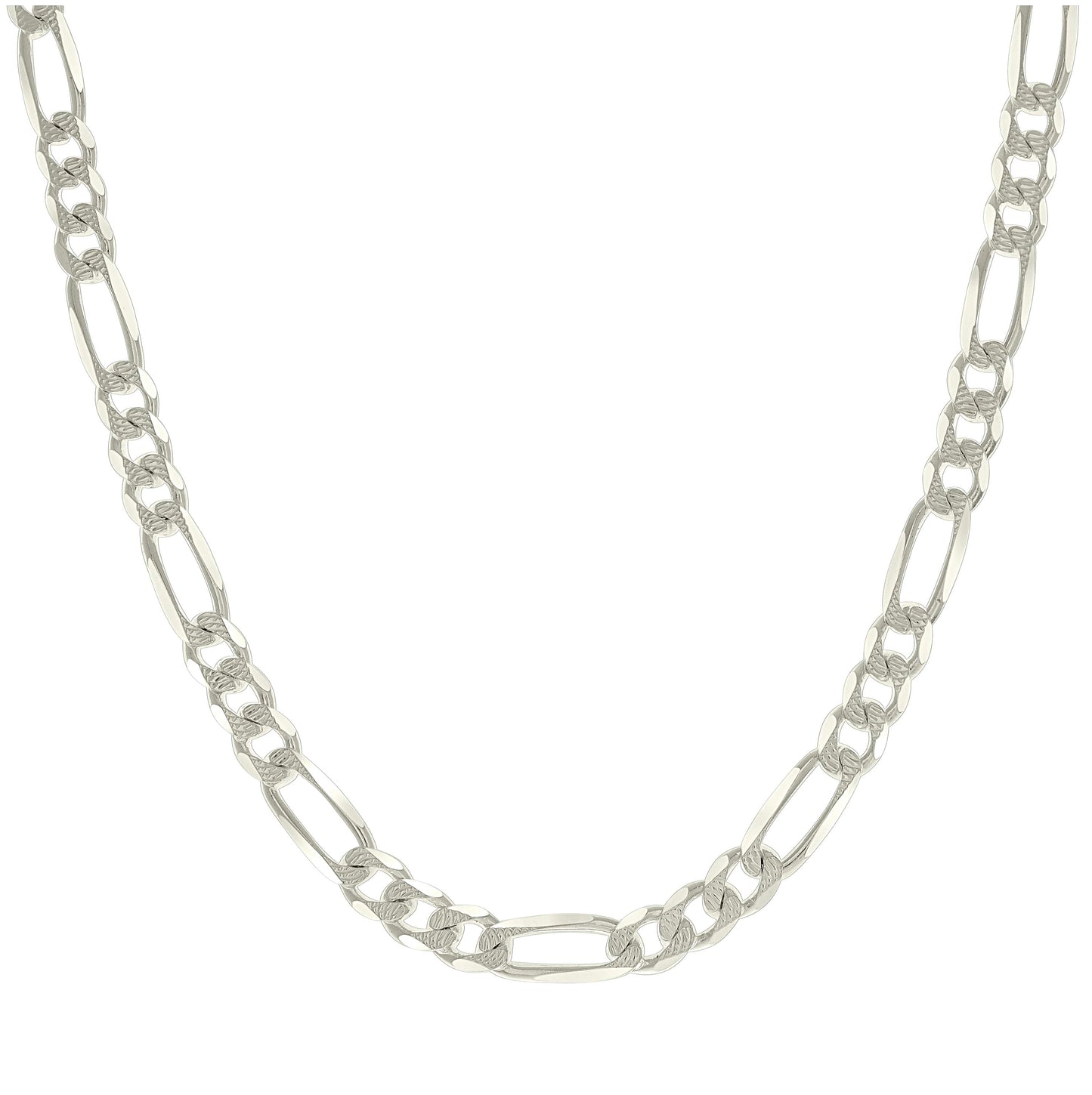 Sterling Silver Solid Pave Classic Figaro Silver Plated