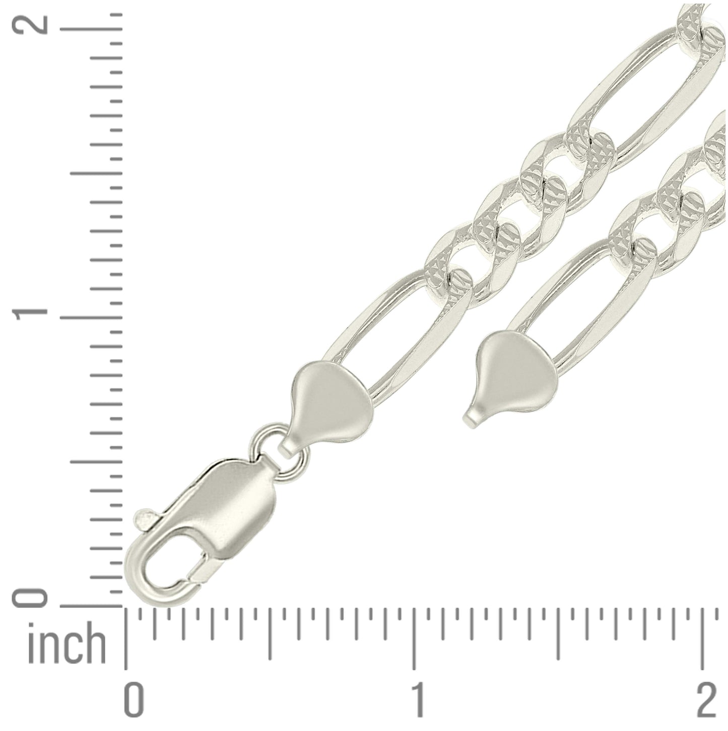 Sterling Silver Solid Pave Classic Figaro Silver Plated
