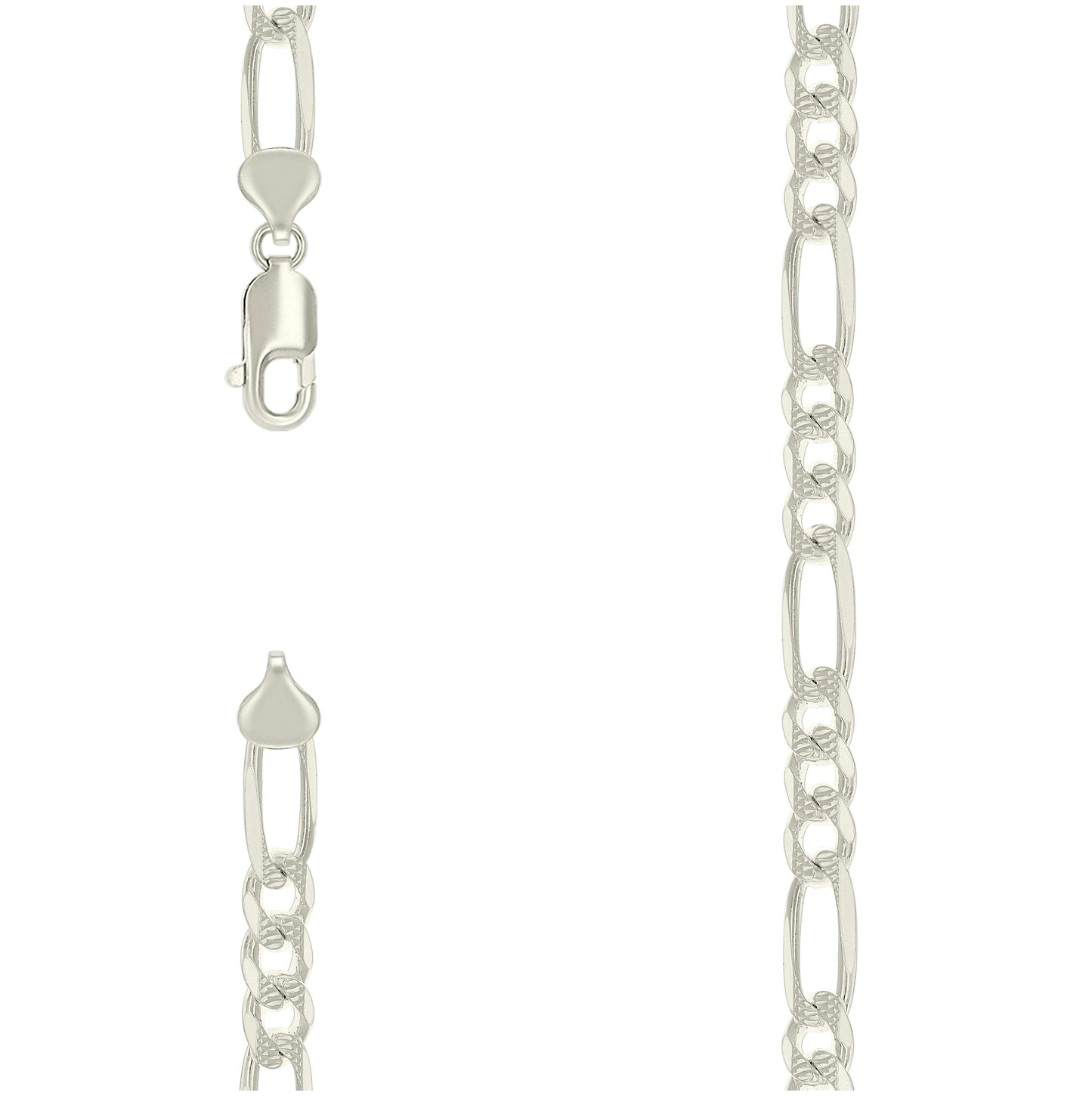 Sterling Silver Solid Pave Classic Figaro Silver Plated